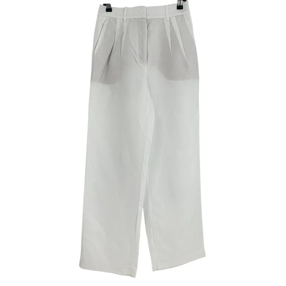 Aritzia The Effortless Pant Tailored Wide-Leg Trousers White Size 4